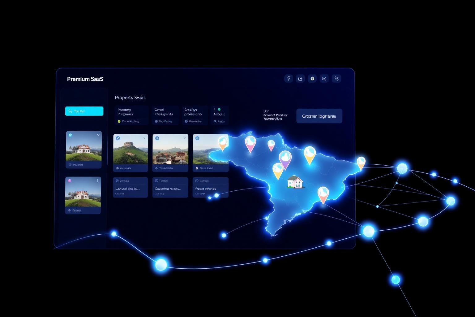 Dashboard ImobLink — mapa de propriedades e rede de parceiros